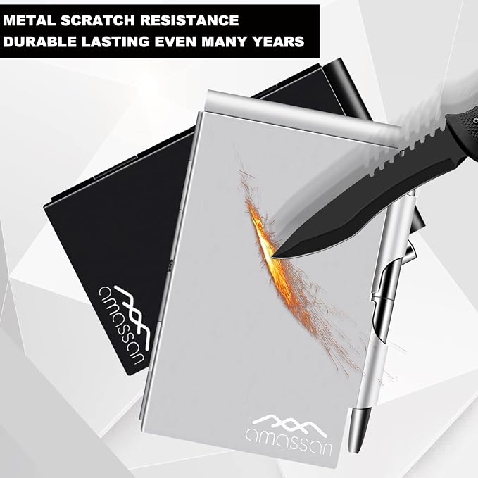 amassan Metal Pocket Notebook, Portable Small Pocket Notepad Aluminum Note Case - Image 2