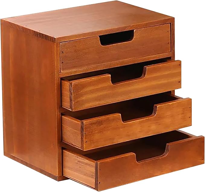 4 Drawer Desktop Storage Organizer in Modern Wood Design 4-Drawer Stackable by PrimoSupply