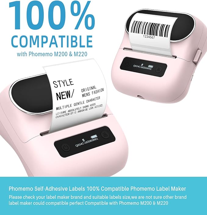 Phomemo M220 Labels,3 Rolls Self-Adhesive Stickers, 2.36'' x 1.57'' Compatible with Phomemo M220/M250/M260/M221/M200 Label Maker, for Office,Warehouse,Address,Mailing,Price Tag,180Pcs /Roll