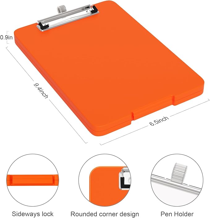 Piasoenc Small Clipboard with Storage, Clip Board with Pen Holder, School & - Image 2