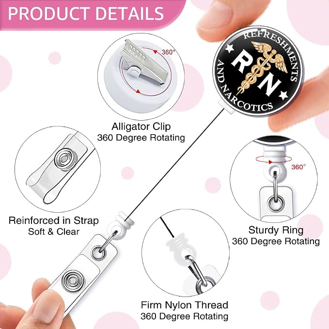 RN Refreshments and Narcotics Badge Reel Retractable - Image 3