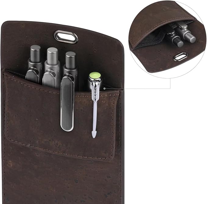 Premium Portuguese Cork Pocket Protector for Men | Multi-Use Pocket Protectors for Shirts and Lab Coats | For Pen, Pencils, Pointers, and More | 1 Pack Brown Pocket Organizer Protector-DeskLoop Office