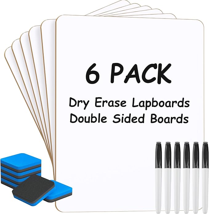 MaxGear Double Sided Dry Erase Board, 6 Pack | Reusable Double Sided Surface by MaxGear