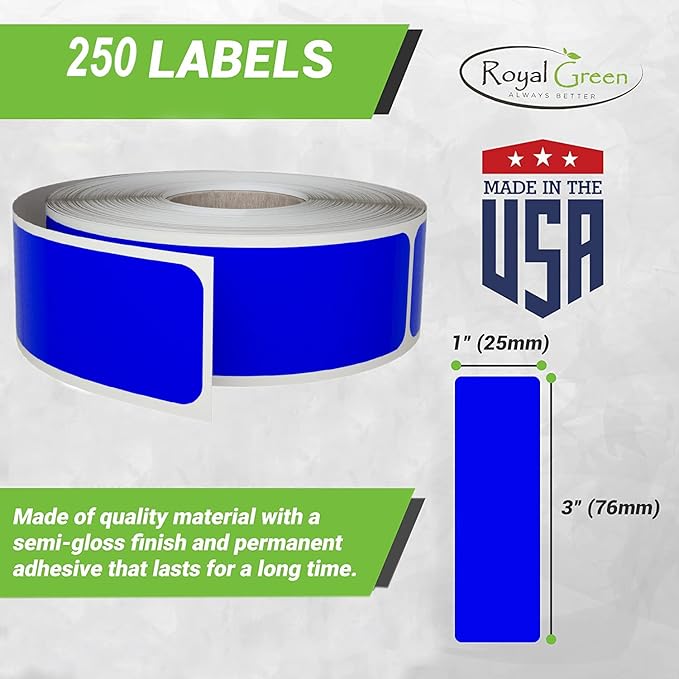 Writable Sticker Labels 3X1 inch 250 Pack, Neon Yellow Sticker Roll by Royal - Image 2