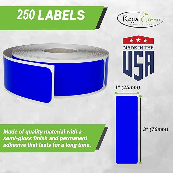Royal Green Rectangular Colored Sticker 1x3 inch Neon Green Labels on a Roll - Image 2