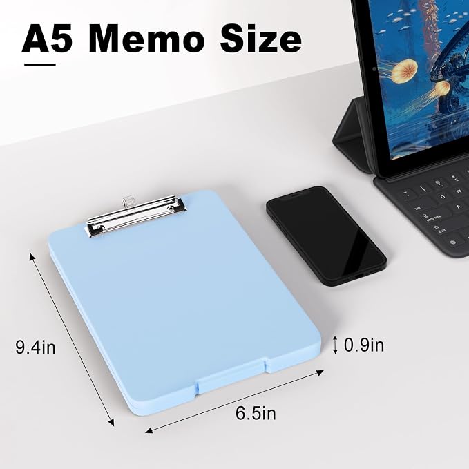 Hongri A5 Clipboard with Storage, Metal Retractable Pen Holder, 6 x 9'' Nursing - Image 2