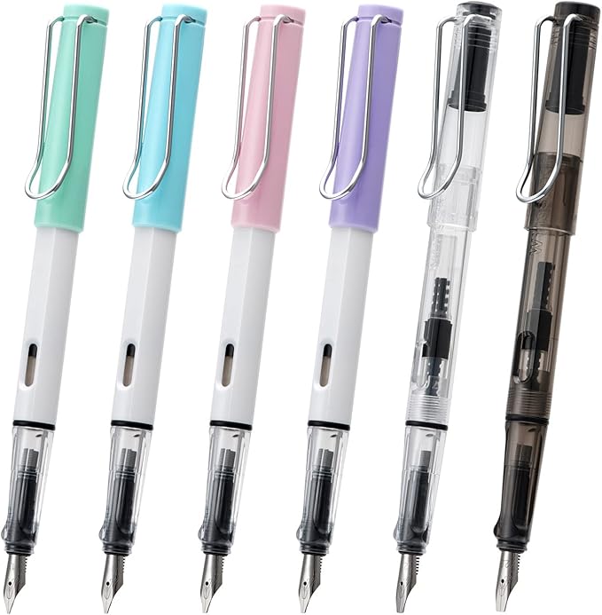 Lanxivi Calligraphy Fountain Pen Set, 6 Assorted Tip Sizes and Color for Art Drawing and Writing Signature-DeskLoop Office