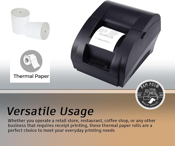 3 1/8 x 190 Thermal Receipt Paper Rolls For Most POS Systems and Receipt Printers, Compatible With Clover Station, Square Station, Toast Station, TM-T88, TSP Series (30 Rolls)-DeskLoop Office
