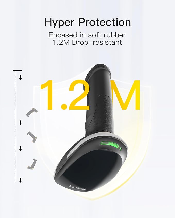 Inateck 2D Barcode Scanner, Wireless Bluetooth QR Barcode Scanner, Handheld - Image 7