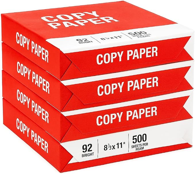 4 Reams Copy Paper – 8.5x11 Letter Size, 92 Bright – Multipurpose Printer Paper by Unknown