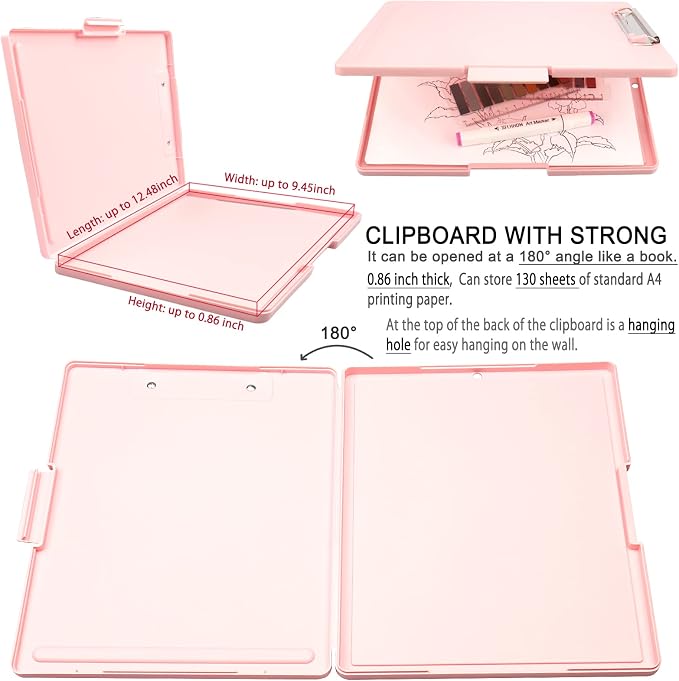SFLHHDM Clipboards with Storage, Storage Clipboard with Low Profile Clip - Image 3