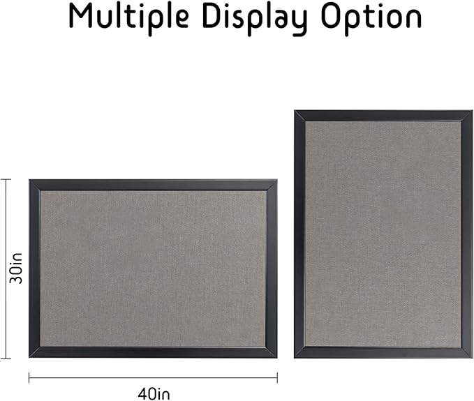 Gideal Bulletin Board 40x30 Inch, Cork Board with Grey Fabric and Pine Wood Frame, Cork Boards for Walls, Wall Mounted Fabric Notice Board for Home Office School, Vision Board and Message Organizer-DeskLoop Office