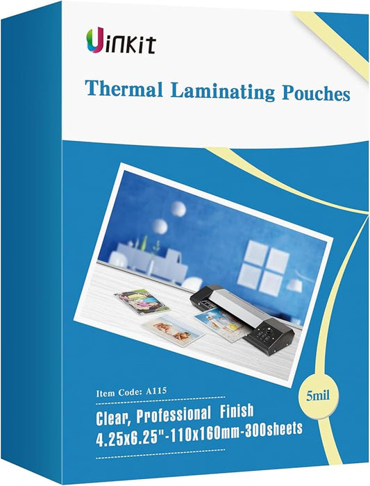 Uinkit 300Pack Thermal Laminating Pouches Card Size 4.3x6.3Inches 5Mil Thickness Laminating Sheets for Extra Protection Sealed 4x6 inches Photo Clear Glossy,Lamination Sheets Paper for Laminator-DeskLoop Office