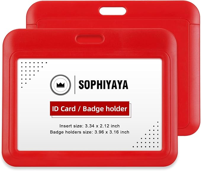 2 Pack Sliding Horizontal Badge Holder Hard Plastic Key Card Work Badge Sleeve - Image 7