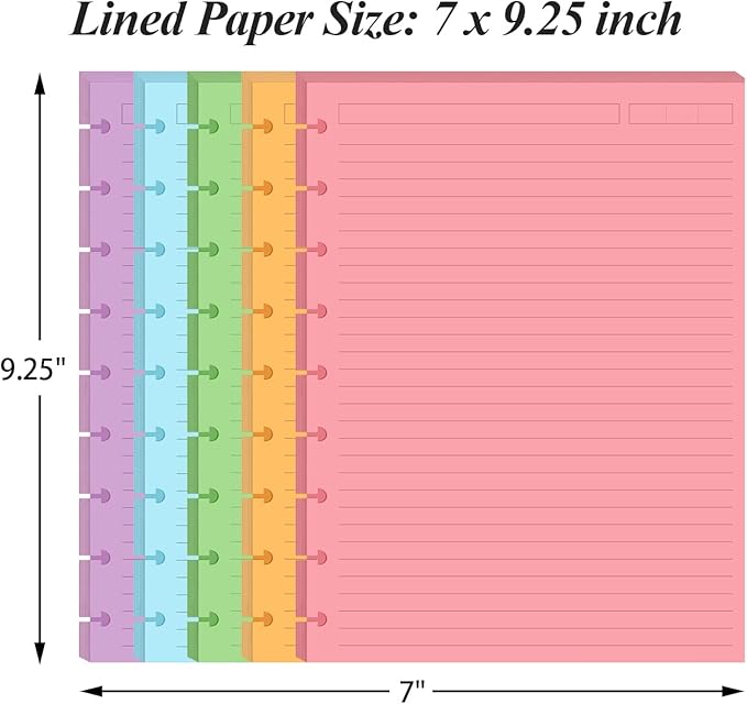 9-Disc Discbound 5 Colorful Line Paper Pre-punched Happy Planners Inserts - Image 4