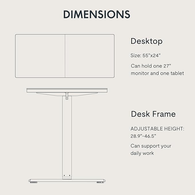 FLEXISPOT Standing Desk 55 x 24 Inch Adjustable Height Desk Home Office Computer Workstation Sit Stand Desk, White Top + White Frame-DeskLoop Office