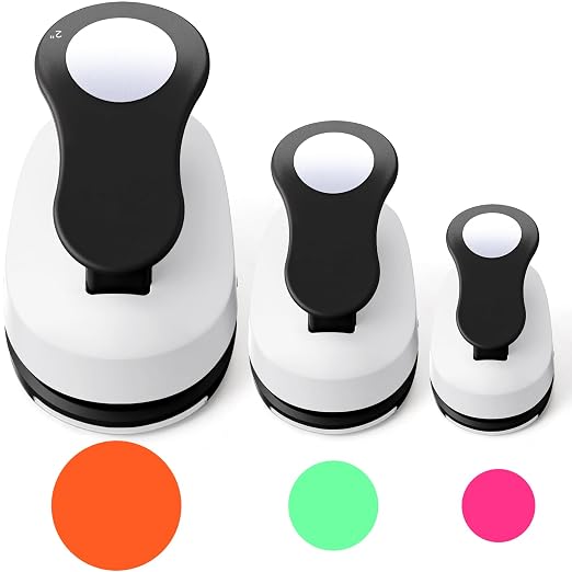 Chengu 3 Pack Craft Paper Punch Circle 2, 1 and 5/8 Inch Punch Paper Punchers by CHENGU