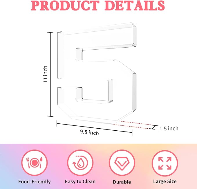 11" Acrylic Number Charcuterie Tray, Fillable Number Charcuterie Box - Image 2