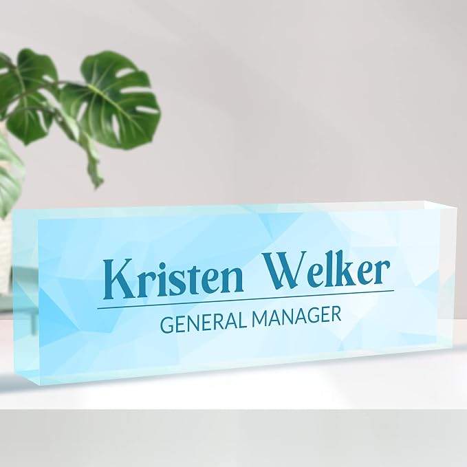 Personalized Desk Name Plate, Custom Acrylic Glass Name Plates by Custom