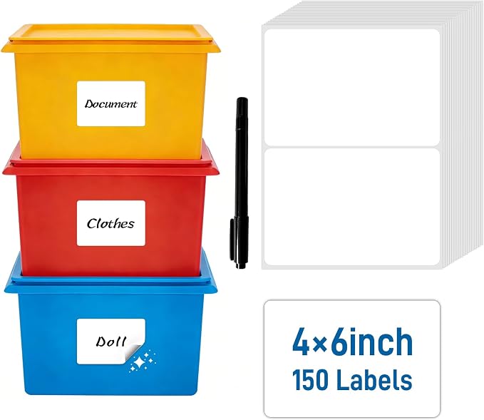 150 Pcs 4"x6" Extra Large Removable Labels by Wmiwulien