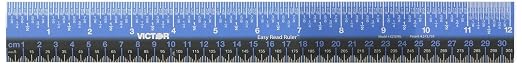 Victor EZ12PBL Plastic Dual Color 12 Inch Easy Read Ruler by Victor