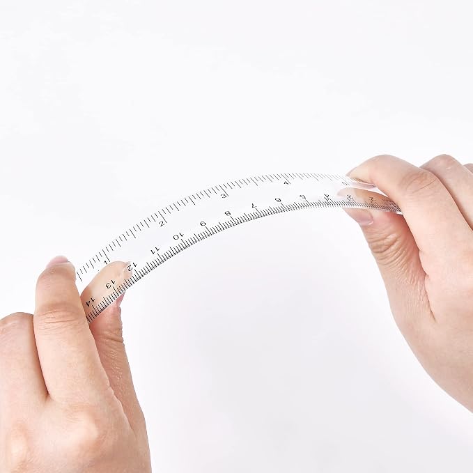 Unjoo Clear Plastic Ruler 6 Inch+12 Inch Straight Ruler, - Image 3
