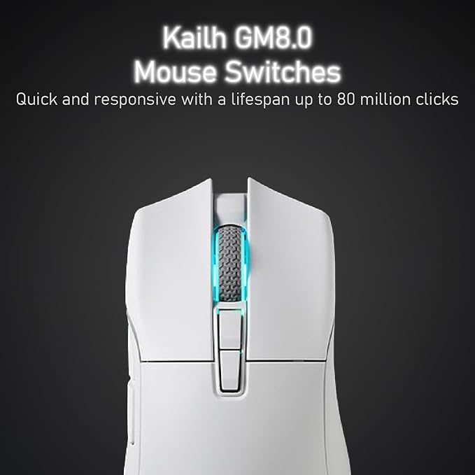 iRocks IRM31R RGB Backlight, Wireless Lightweight Gaming Mouse, Tri-Mode Connection, Kailh GM8.0 Mouse Switches, Advanced PixArt PAW3395 Optical Sensor, Resolution Up to 26,000 DPI - White-DeskLoop Office