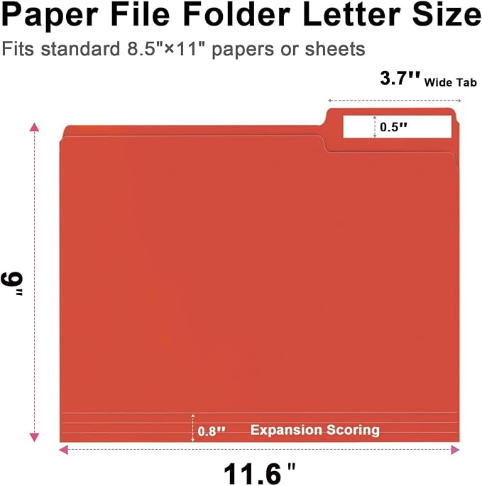 File Folder, RAZCC 150 Pack 1/3 Cut Tab File Folders Letter Size, Folders - Image 2