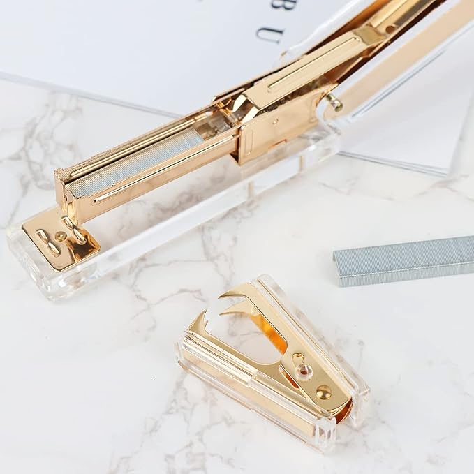Gold Staple Remover Cute Clear Staples Remover Acrylic Body Steel Jaws Staple - Image 5