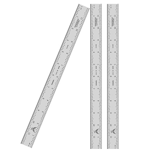 PEC Tools 12 Inch Rigid Steel Ruler, Machinist Metal Ruler Scale by PECTools