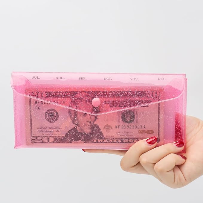 Cash Envelope Wallet Budgeting System PVC Multi-Purpose Pink Cash Stuffing - Image 2