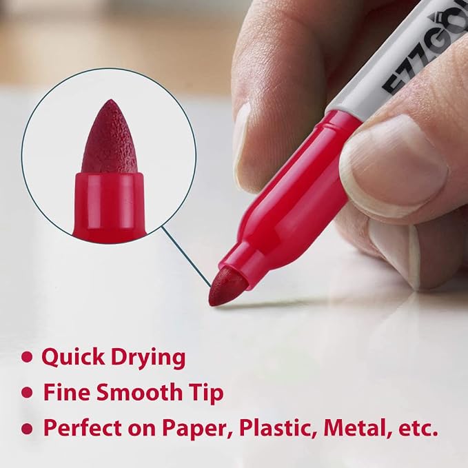 Ezzgol Permanent Markers Bulk, 72 Pack Red Permanent Marker Set, Fine Tip - Image 5