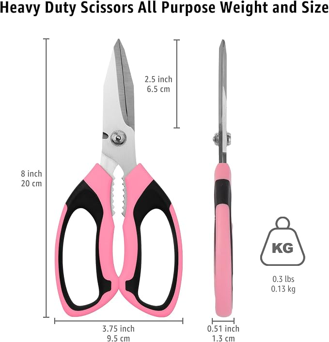 BoFuYuan 8-Inch Utility Scissors All Purpose Heavy Duty, Serrated Blade - Image 3