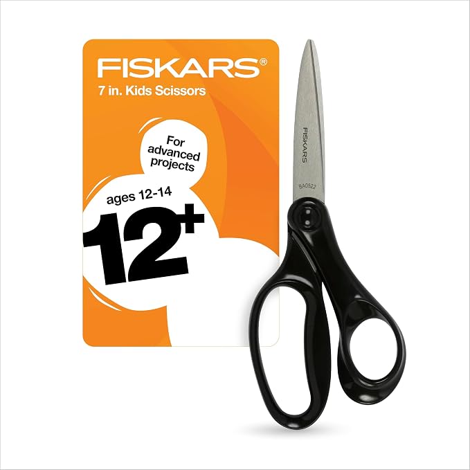 Fiskars 7" Student Scissors for Kids Ages 12-14, Scissors for School or Crafting by Unknown