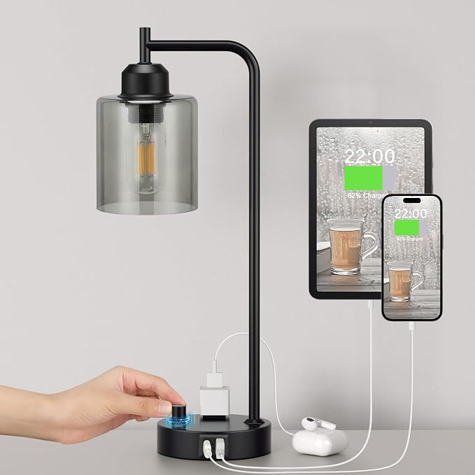 Industrial Bedside Desk Lamps for Bedroom by Innqoo