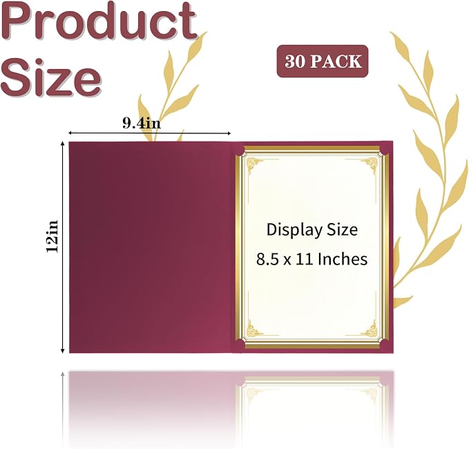 30 Packs Certificate Holders, Burgundy Certificate Covers, Diploma Holders - Image 2