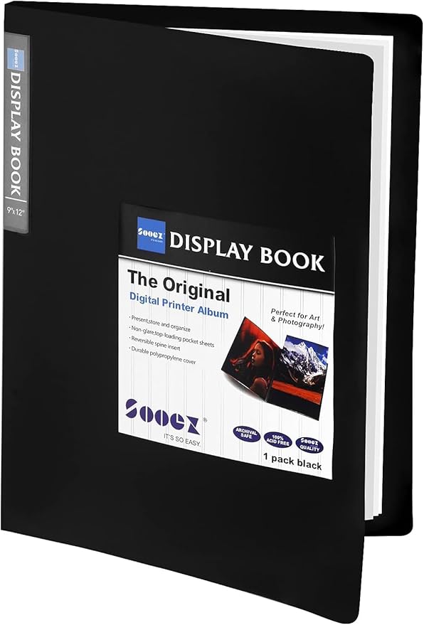 Sooez 30-Pocket Binder with Plastic Sleeves 9x12, Heavy Duty Art Portfolio by Sooez