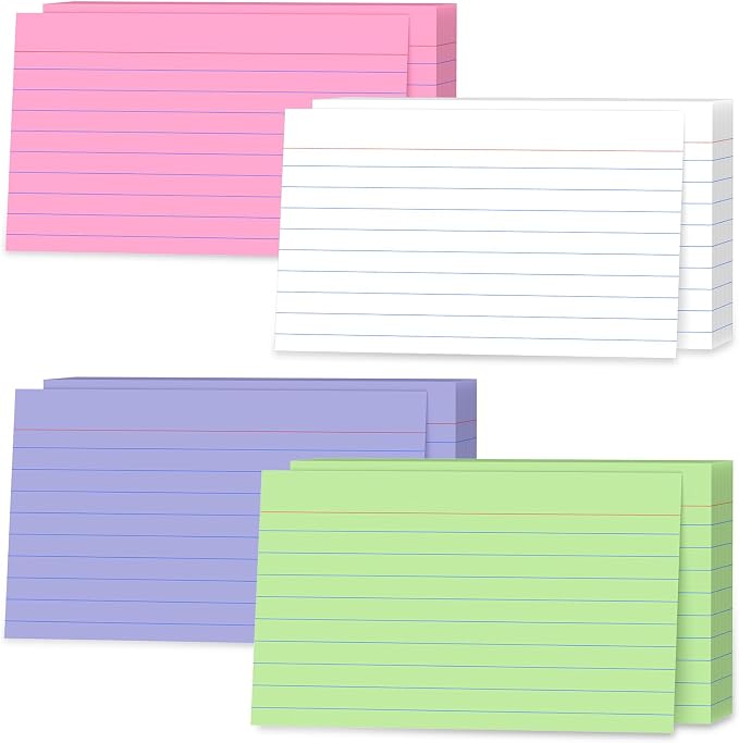 3x5 Index Cards 200 Count, Colored Thick Flash Cards Lined Notecards by DORFAS