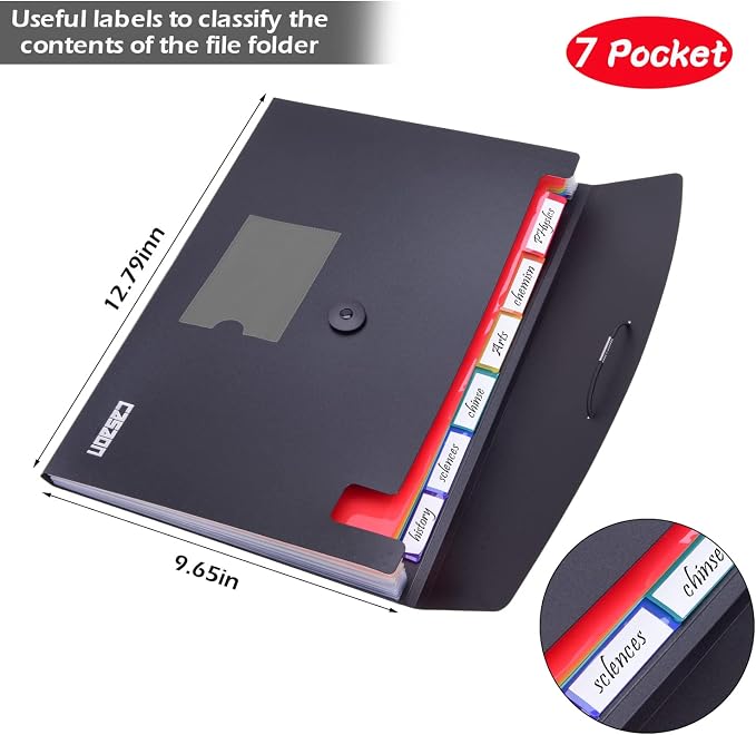 7-Pocket Expanding File 3pcs, Plastic Expandable File Folder - Image 2