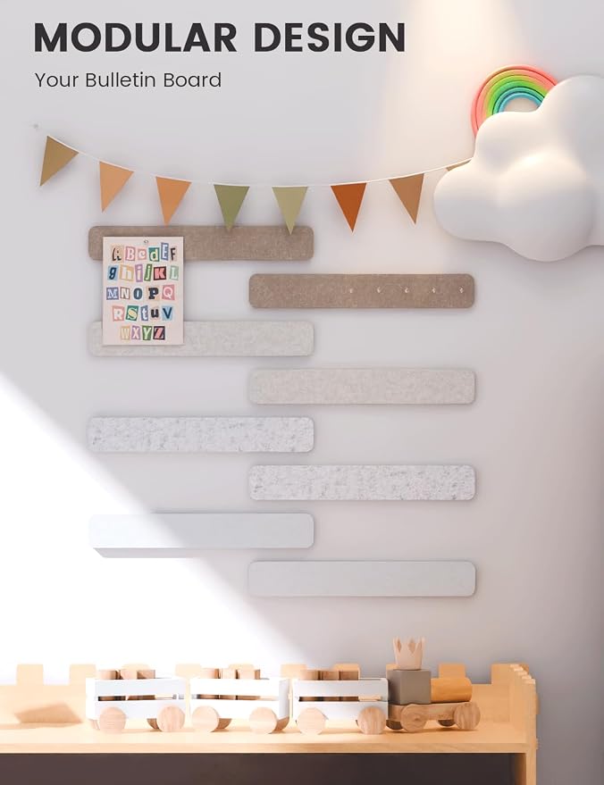 Fluxynara Cork Board Alternative Felt Strip Board 8-Pack 13"x2", Office Pin - Image 5
