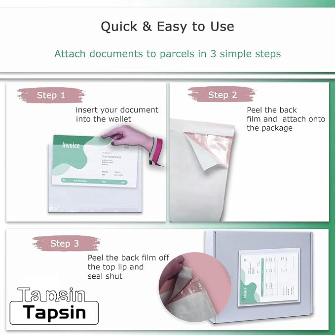 6''x9'' Clear Packing List Envelopes, Top Loading Shipping Label Envelopes - Image 7