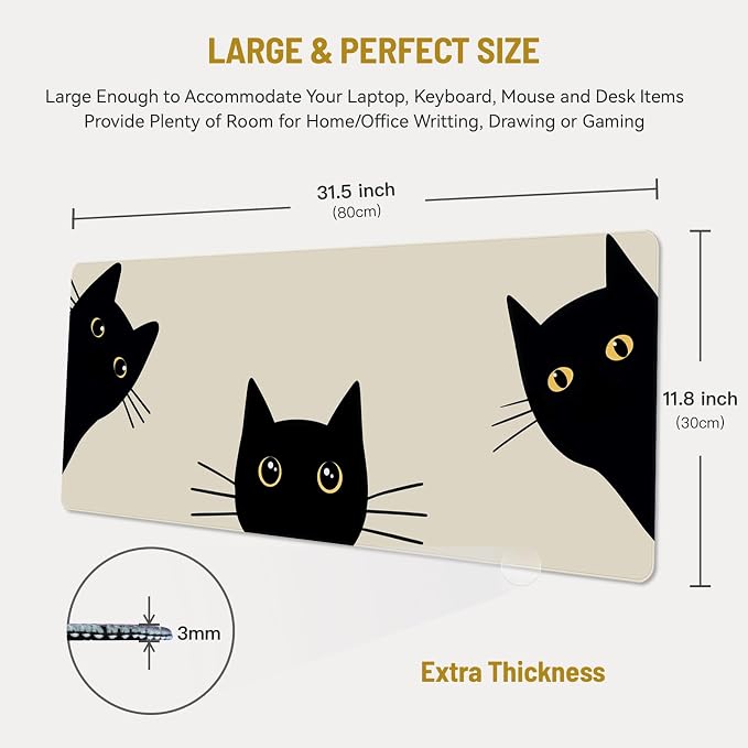 Mousepad Desk Mat Gaming Large Keyboard Cute Office Desktop Computer Laptop Cat - Image 2