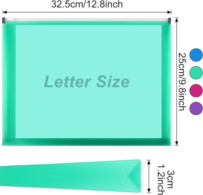 EOOUT 8pcs Plastic Envelopes, Poly Zip Envelopes, Letter Size, Expanding - Image 2