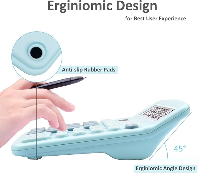 Calculators, Splaks 2 Pack Standard Functional Desktop Calculators Sola and AA Battery Dual Power Electronic Basic Calculator with 12-Digit Large Display for Office, Home, School (1 Blue & 1 Pink)-DeskLoop Office