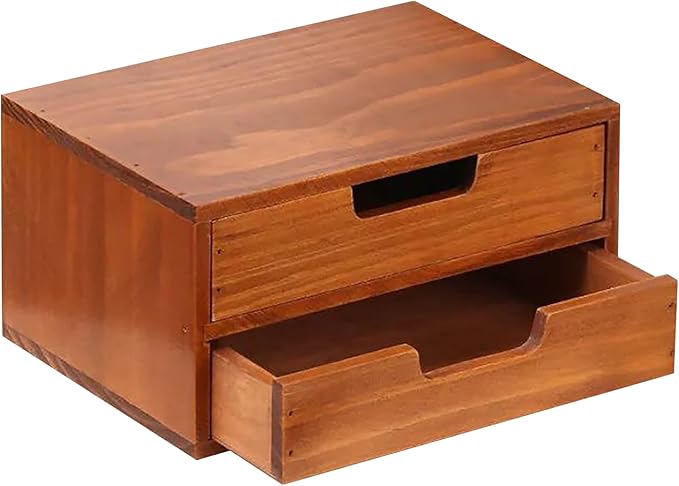 Double Drawer Desktop Storage Organizer in a Modern Wood Design 2-Drawer by PrimoSupply