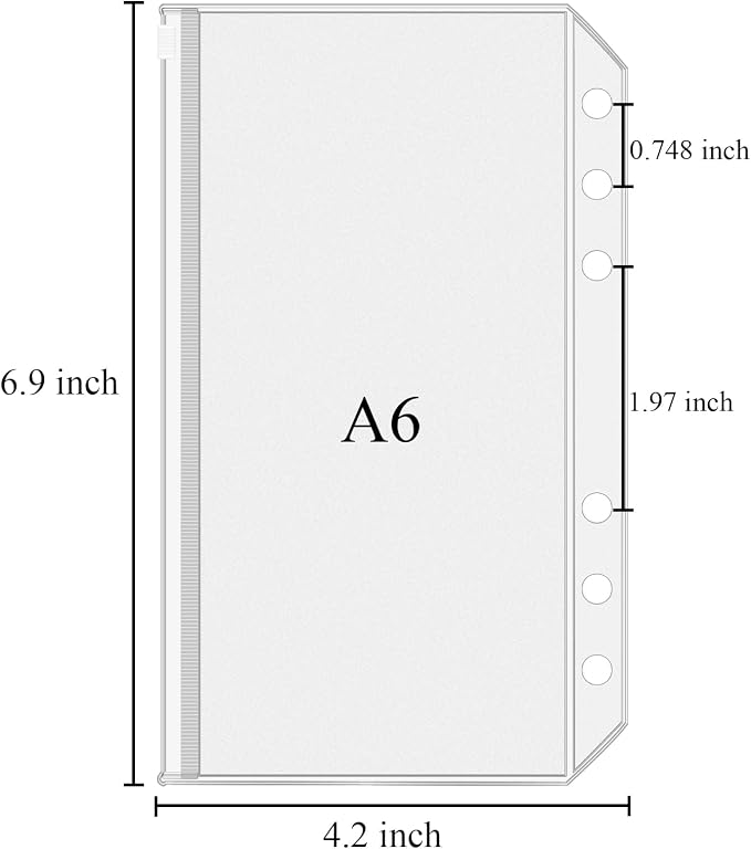 Antner 12pcs A6 Size Binder Pockets 6 Holes Budget Cash Envelopes - Image 2
