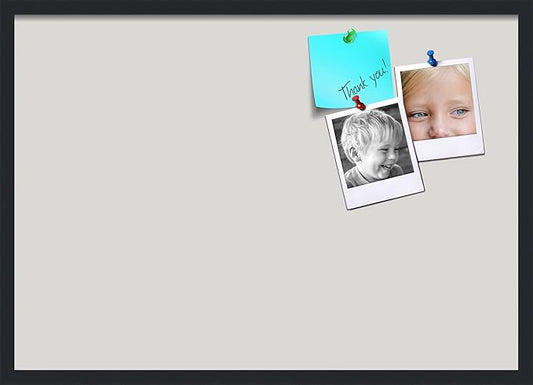 PinPix 34x24 Inch Cork Bulletin Board. This Decorative Framed Pin Board Comes with Light Stone Design and a Satin Black Frame. Ideal for Home Office Decor or Message Board (PinPix-1809)-DeskLoop Office