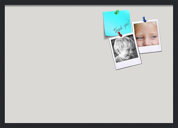 PinPix 34x24 Inch Cork Bulletin Board. This Decorative Framed Pin Board Comes with Light Stone Design and a Satin Black Frame. Ideal for Home Office Decor or Message Board (PinPix-1809)-DeskLoop Office