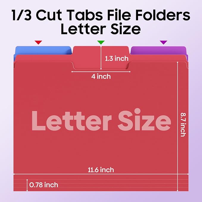 File Folders, 21 Pack Manilla Folders 8.5x11, 1/3 Cut Tabs Manila Folders - Image 3