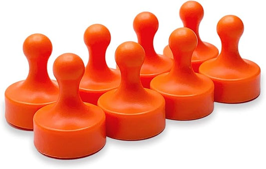 GLASSBOARD STUDIO Powerful Neodymium Magnets, Pawn-Shaped - Strong Fridge/Refrigerator and Whiteboard Magnet, Ideal for Office, Kitchen, Crafts - Rare Earth, Heavy Duty (8, Orange)-DeskLoop Office
